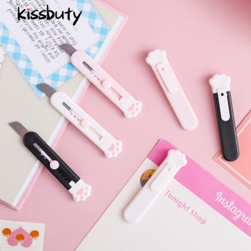 Kawaii Mini Cat Paw Art Utility Knife Express Box Knife Paper Cutter Craft Wrapping Refillable Blade School&Office Stationery