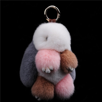 Soft Cute Simulation Rabbit Animal Fur Doll Plush Toy Stuffed Toys Kids Birthday Gift Doll Keychain Play Dead Rabbit