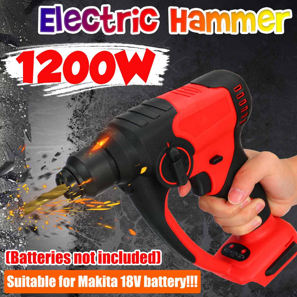 Brushless Cordless Rotary Hammer Drill Electric Demolition Hammer Power Impact Drill Adapted For Makita Battery