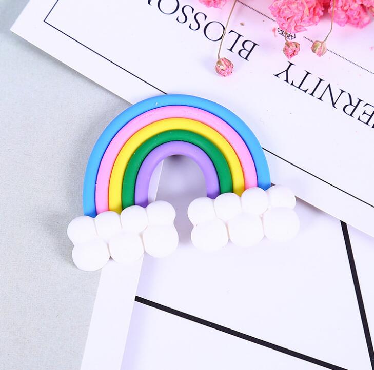 10pcs/lot Beautiful Polymer Clay Rainbow With Cloud Craft Cabochon Phone Decoration Diy Accessories