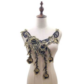 Luxury 3D Flowers Lace Appliques Venise Embroidery Fabric Rose Motif Dress Guipure Clothing Embellishments Sewing Decor 9Colors