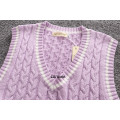 S-XXL Spring Autumn Sleeveless Stripes Knit Vests Pullovers V Neck Sweaters For JK School Uniform