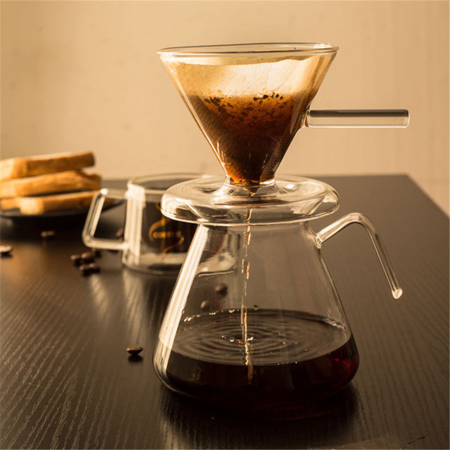 Dripper Glass Cup Coffee Maker V60 Coffee Drip Coffee Brewer Espresso Filters Coffee Accessories Brewing Coffee Appliance Set