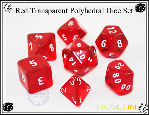 Red Transparent Polyhedral Dice Set