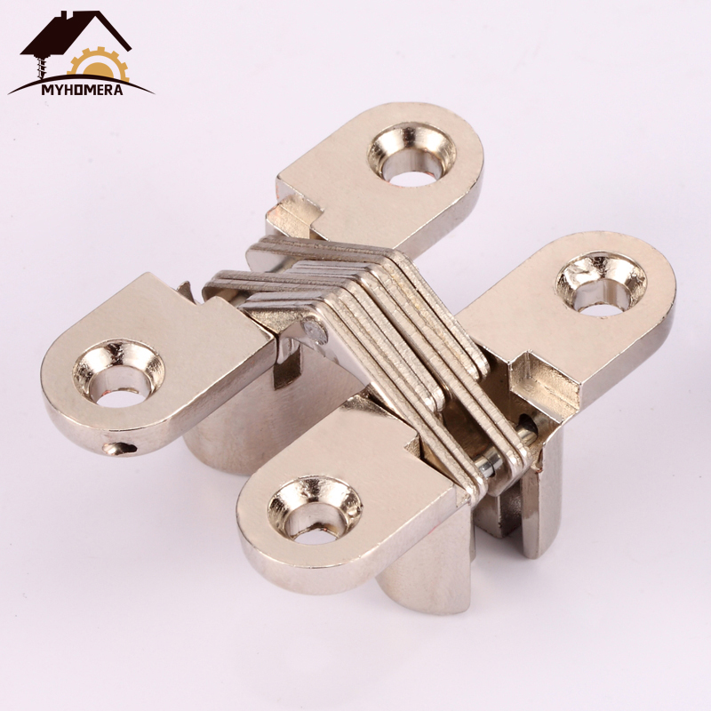 Myhomera 4Pcs Hidden Hinges 12x42MM Invisible Concealed Barrel Cross Door Hinge Bearing Wooden Box For Folding Window Furniture