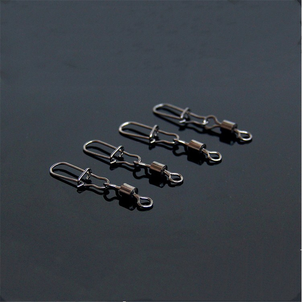 FISHINAPOT 30pcs/lot 2#-10# Stainless Steel Connector Bait Spinner Fishing Lure Rolling Swivel With Fast Lock Snap Hook Rotating