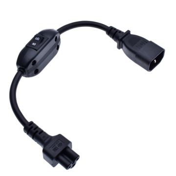 IEC 320 C5 Female to C14 Male with10A On/Off Switch Power Adapter Cable Fr PDU UPS ,C14-C5 Extension Power Cord 30CM