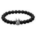 Mens natural stone stretch king crown bracelet