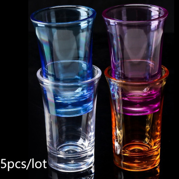 Multicolor acrylic unbreakable transparent bullet glass, white wine, vodka, swallow glass