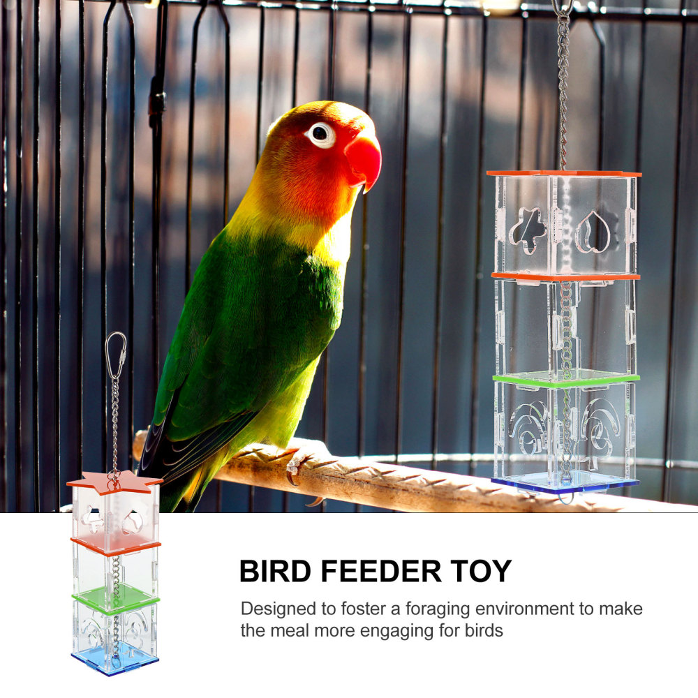 Acrylic Parrot Foraging Feeder Box Bird Hanging Feeding Box Pet Supply