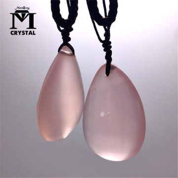 Water Drop Shape Natural Rose Pink Quartz Crystal Stone Pendant rose healing stone Necklace for woman gift