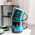 European Ceramic Phnom Penh Coffee Juice Mug Lovers Teacup Gift Creative Porcelain Moon Starry Sky Breakfast Milk Oats Cups