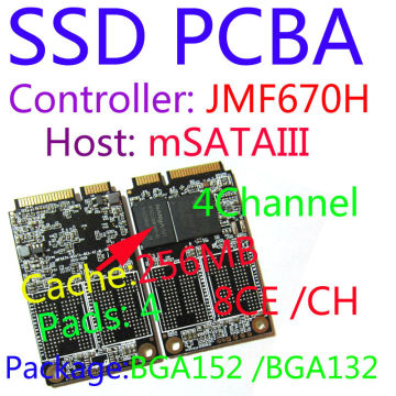 JMF670H SSD PCBA , JMF670H SSD Controller, BGA152 / BGA132 PACKAGE, SSD DIY KITS, MSATA6Gbps, 256MB DRAM 4channels,8CE/CH, 4PADS