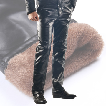 Thoshine Brand Men Winter PU Leather Pants Thick Fleece Heavyweight Male Thermal & Warm Trousers Motorcycle Windproof Waterproof