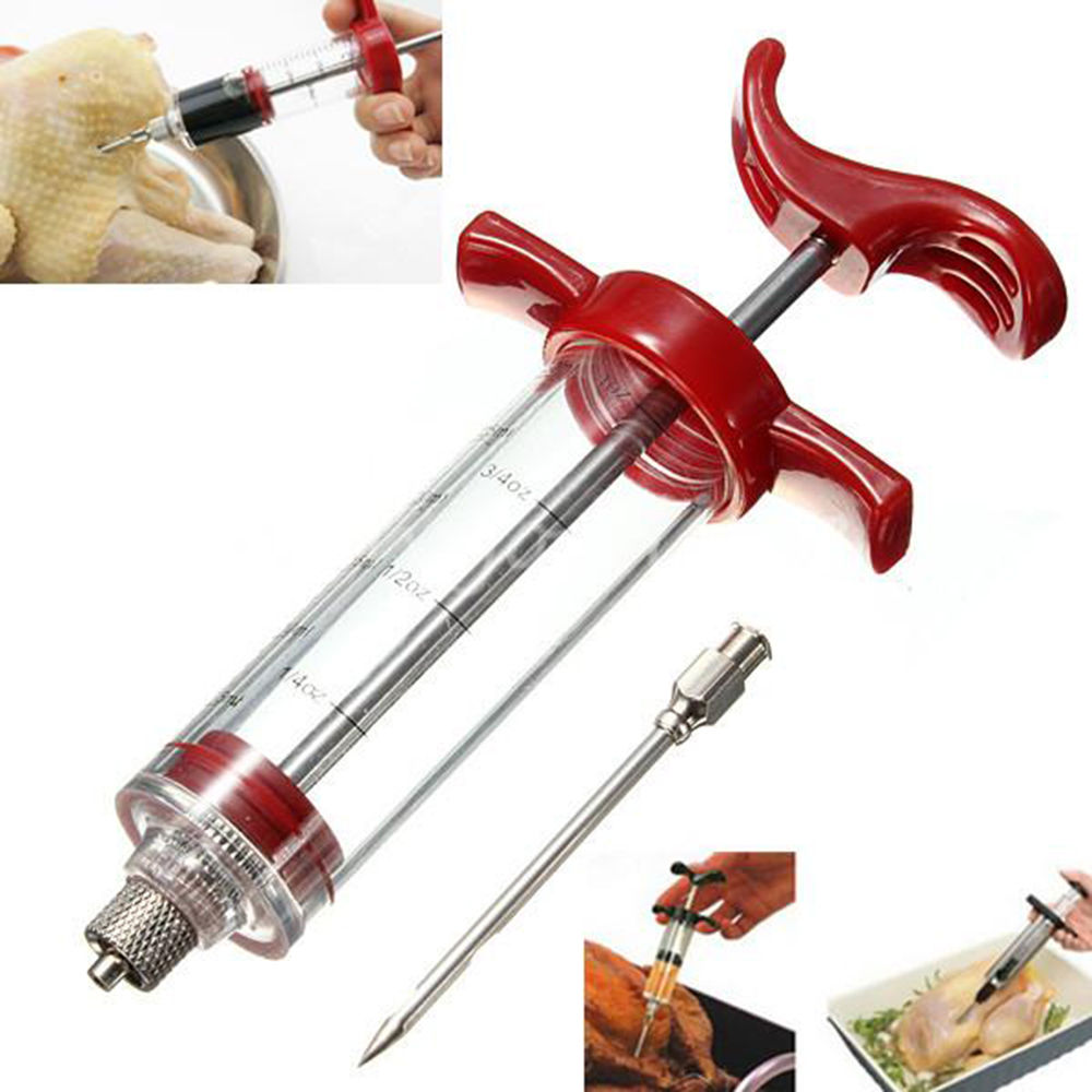 Top Selling BBQ Meat Syringe Marinade Injector Turkey Chicken Flavor Syringe Kitchen Cooking Syinge Accessories