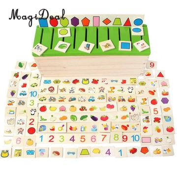 1Pc Wooden Sorter Box With Sorting Lid Kids Children Baby Color Shape Learning Numbers Fruit Educational Blocks Toy Gift