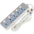 Travel Power Strip Switch Socket 4 Universal Outlets 2 USB Electrical Extension 1.8M Cable Network filter for Phones