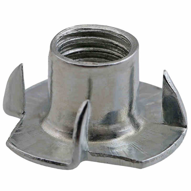 50pcs M3 M4 M5 M6 M8 M10 M12 Zinc Plated Four Claws Nut Speaker Nut T-nut Blind Pronged Tee Nut Furniture Hardware