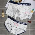 Cartoon Couple Underwear Set Comfort Cotton Women Briefs Panties Boxershorts Men Sexy Panties for Lover Underpants