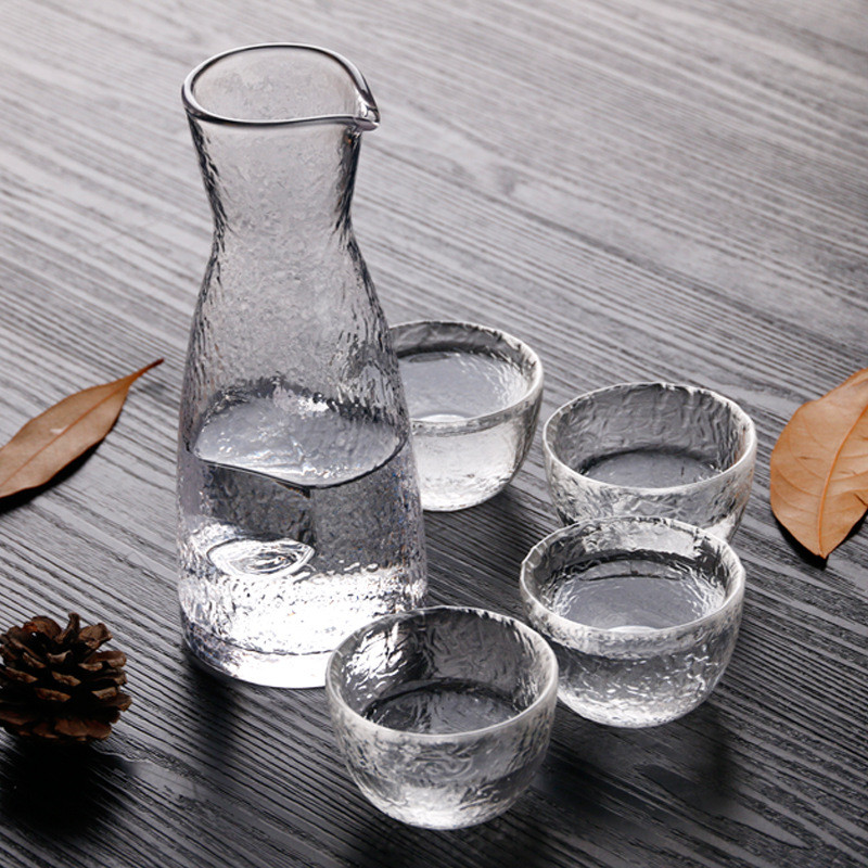 Japanese Glass Wine Set Creative Sake Glass Pot Ice Jug Flagon Liquor Spirits Shochu Cups Wine Bottle Drinkware Bar Set Gifts