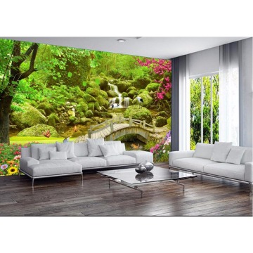 Custom mural 3d photo wallpaper bridge cranes and flowers home decor painting 3d wall murals wallpaper for living room walls 3 d