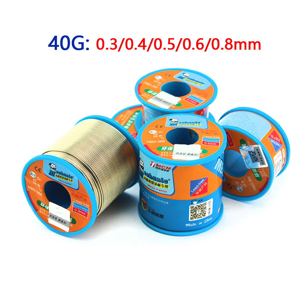 MECHANIC Lead Free Low Temperature Solder Wire 40g 0.3/0.4/0.5/0.6/0.8MM High Purity Low Melting Point Soldering Wire Roll