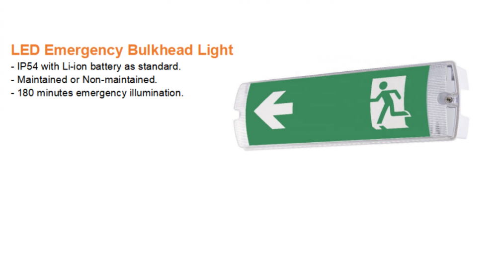 LED bulkhead emergency exit sign