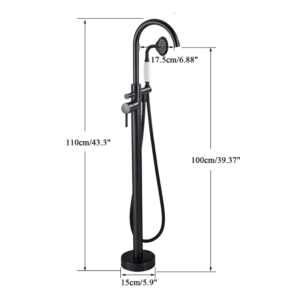 Chrome Tub Sink Faucet Floor Mount Bathtub Mixer Tap Single Handle Free Standing Hot Cold Bath Faucet Clawfoot Bath Shower Set