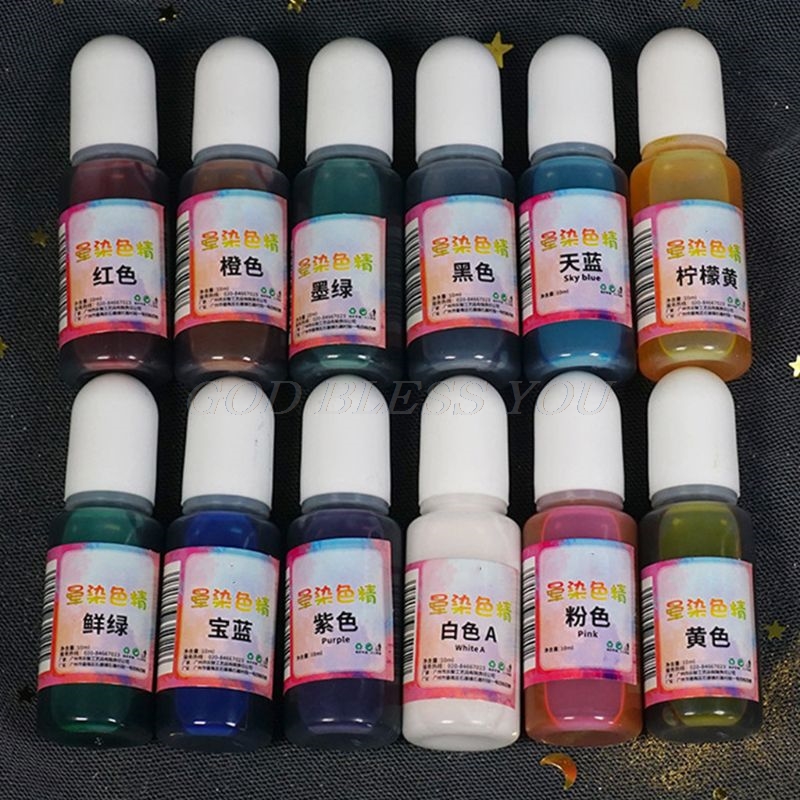 12 Colors Art Ink Natural Resin Pigment Kit Liquid Colorant Dye Ink Diffusion UV Epoxy Resin Jewelry Making Tools Drop Shipping