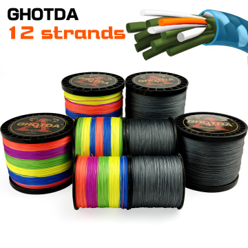 GHOTDA Strong 1000M 500M 300M 12 Strands Weaves PE Braided Fishing Line Multifilament