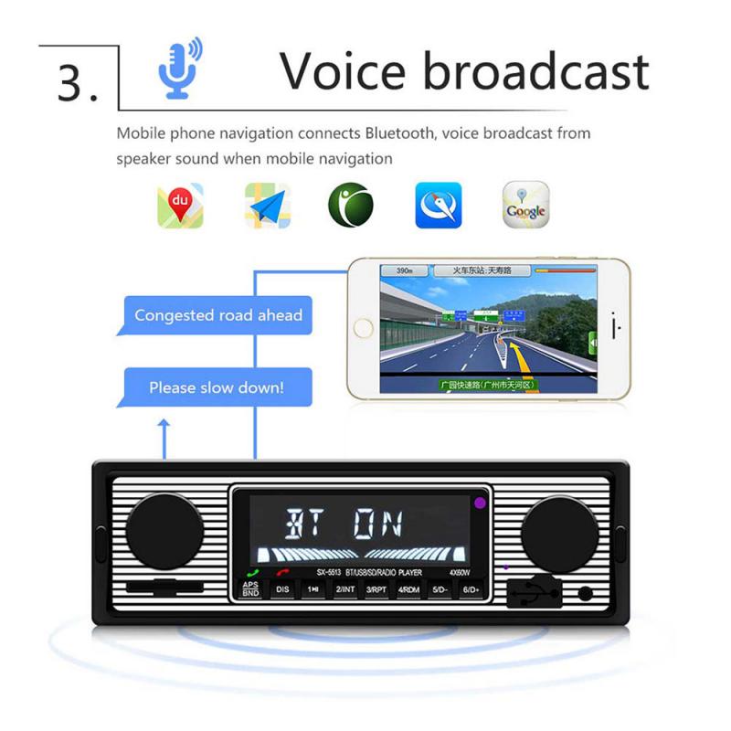 Car Auto Radio Bluetooth Vintage Wireless MP3 Multimedia Player AUX USB FM 12V Classic Stereo Audio Player Auto Electronics