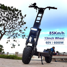 FLJ 13inch Electric Scooter with 6000W/60V 85km/h 90-120kms range 50Ah battery Dual Engine Fat tire Bicycle motorcycle E Scooter