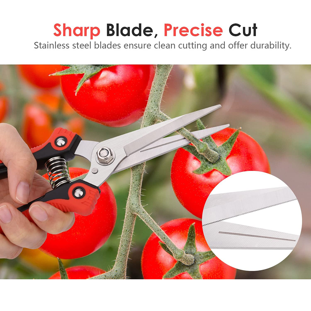 Stainless Steel Garden Pruning Shears Fruit Picking Scissors Household Potted Trim Weed Branch Pruner Trimmer Non-Slip Handle