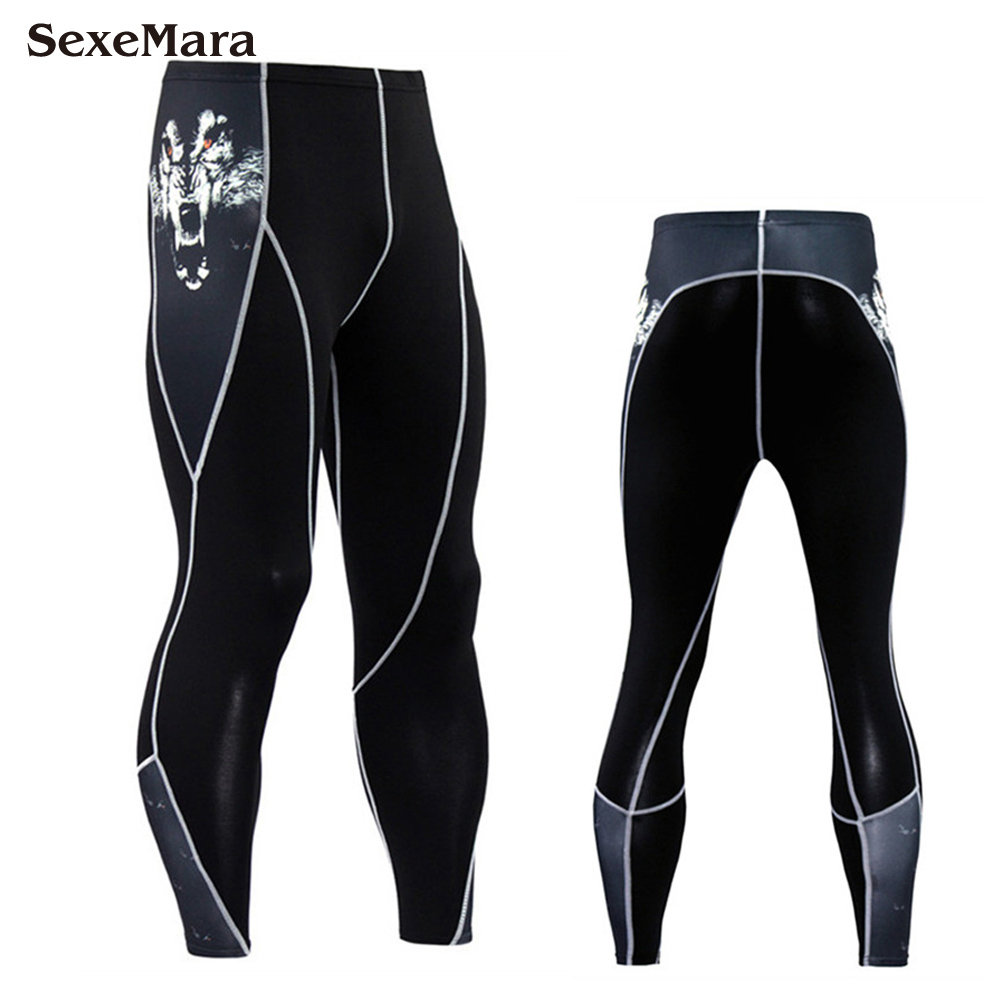 2018 SexeMara Brand Running Tights Men Sports Leggings Sportswear Long Trousers Yoga Pants Winter Fitness Compression Gym Slim