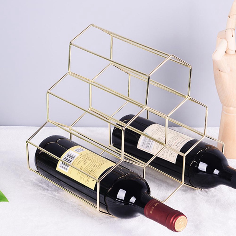 Metal Creative Geometric Wine Rack Nordic Simple Household Grape Wine Rack Restaurant Living Room Bar Cabinet Display