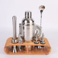 12-Piece Stainless Steel Cocktail Shaker Set With Oval Wooden Stand Base Bar Shaker Drink Mixer Set Bar Set Tool