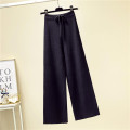 Korean Trousers 2020 New Fashion Women High Waist Loose Knitted Pant Female Casual Straight Pants