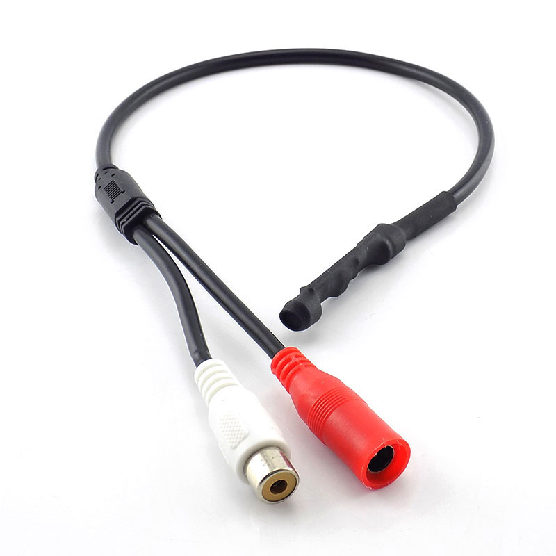 DC 12V Mini Microphone Pickup Sound Monitor Audio Pickup RCA Power Cable for Cctv Camera DVR Video Surveillance N11