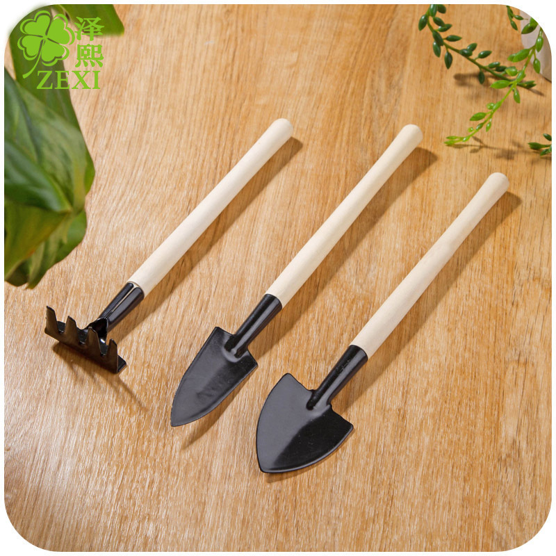 3pcs/Set Mini Gardening Tools Wood Handle Stainless Steel Potted Plants Shovel Rake Spade for Flowers Potted Plant Garden Tools