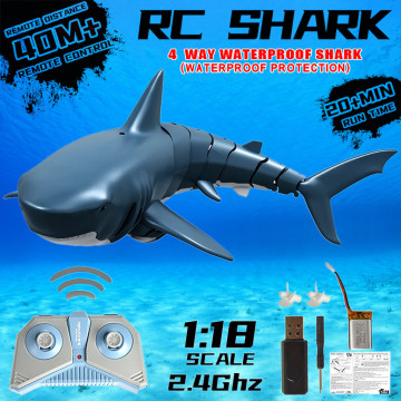 Radio Remote Control Toys Electronic Shark Fish Boat Durable 4 Channel Underwater Toy 15 years old Toy Kids Birthday Gift