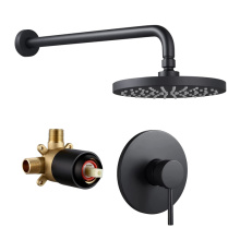 Modern Matte Black Rain Shower Faucet Set