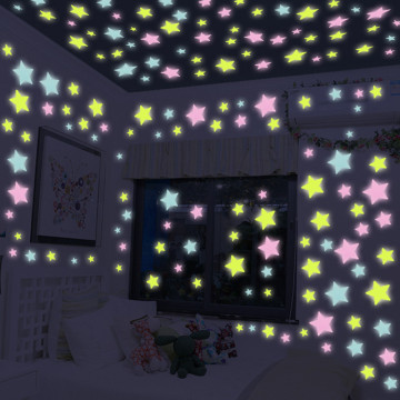 50PC Glow In The DarkStar Wall Stickers Round Dot Kids room Fluorescent Glow In The Dark Snowflake Wall Stickers Стикер стены