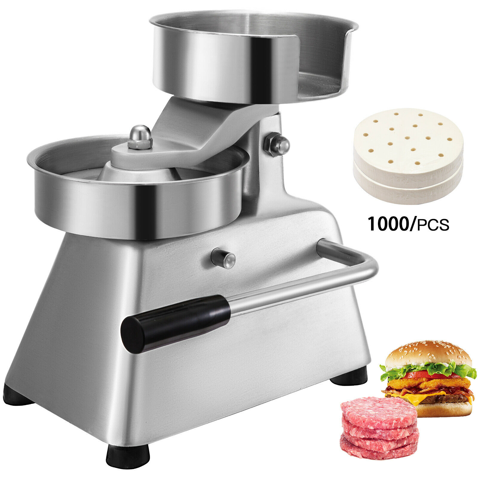 Silver 100mm Manual Hamburger Press Burger Forming Machine Round Meat Shaping Aluminum Machine Forming Burger Patty Makers