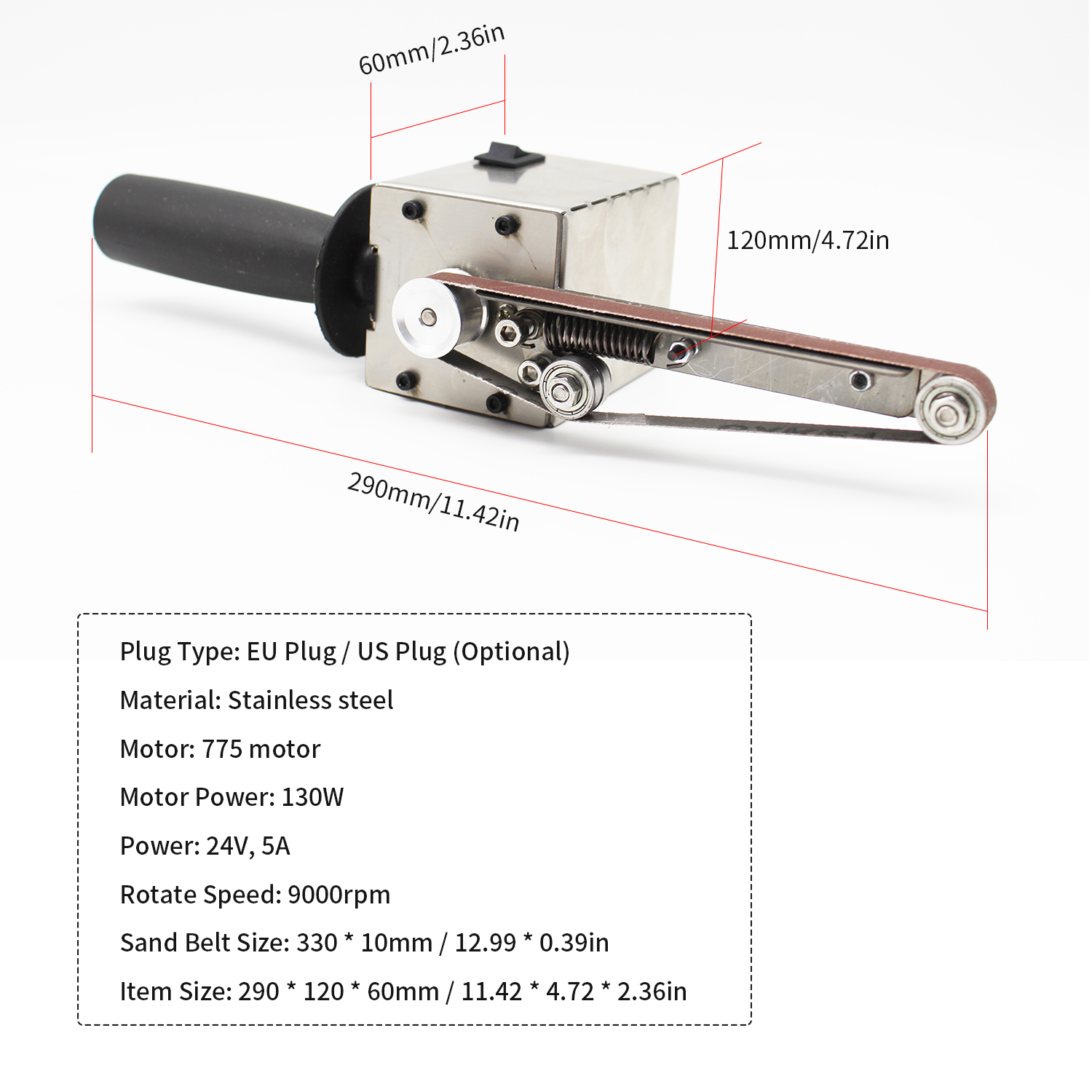 Mini Belt Grinder Handheld Belt Sander Wood Grinding Narrow Corner Sanding Polishing Machine Angle Grinder Micro DIY Tool
