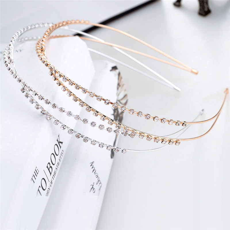 Women Bridal Tiara Headbands Crown Headwear Rhinestone Pearls Wave Hair Band Wedding Hair Accessories for Gorgeous Ladies