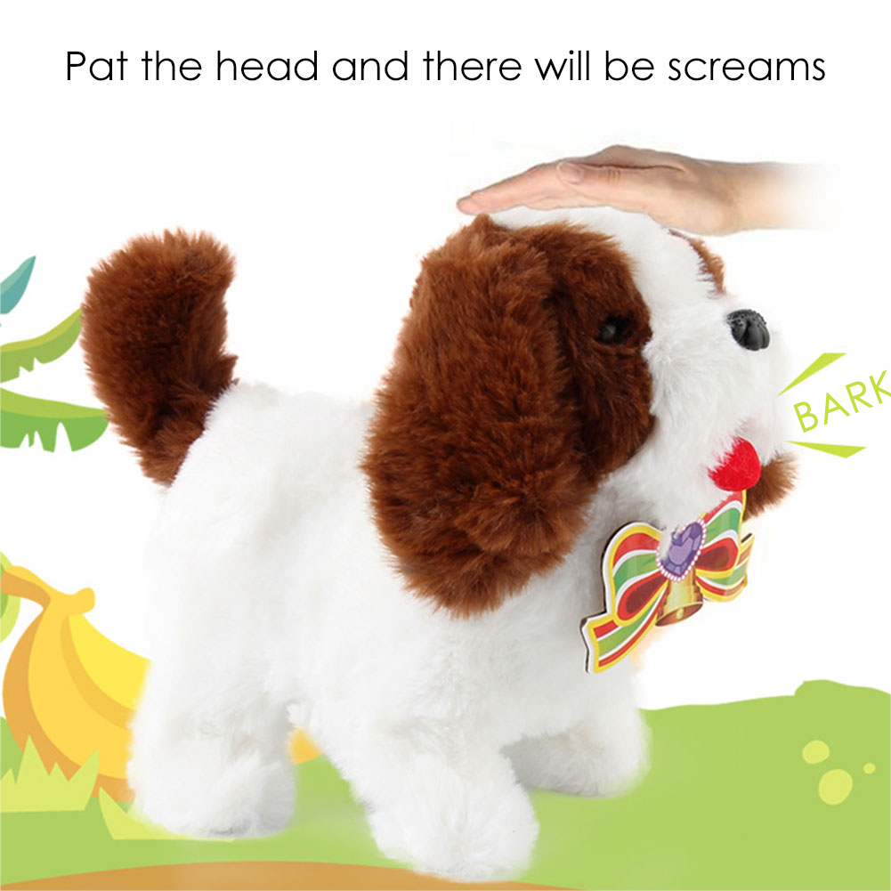 Electric Interactive Toy Soft Plush Walking Realistic Teddy Dog Lucky Barking Funny Simulation Moving Appease Children Boy Girls