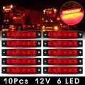 10pcs/set Hot 12V 24V 6 LED Car Bus Truck Trailer Lorry Side Marker Indicator Light Brake Signal Lamp 5 Color Blinker Light