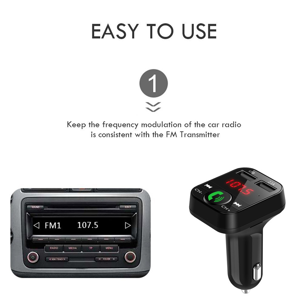 KDsafe Bluetooth Wireless Car kit Handfree LCD FM Transmitter Dual USB Car Charger 2.1A MP3 Music TF Card U disk AUX Player