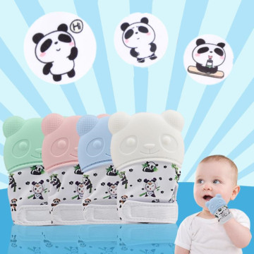 Cartoon Panda Animal Baby Silicone Teething Mitten Glove Infant Squeaky Teether Newborn Chewable Nursing Mittens Teethers