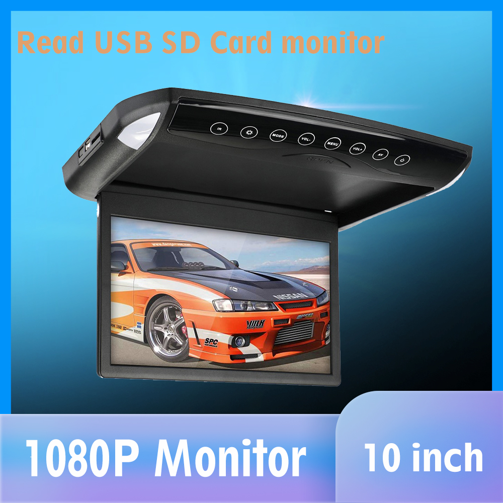 10.1/12.1 inch Flip Down Monitor 1080P HD Player FM Ultra Thin Car DVD Player 2-Way Video Input Car Roof Mounted TFT LCD Monitor